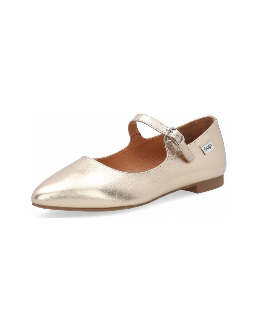 Gold Metallic Pointed Toe Ballet Flats zdjęcie 1