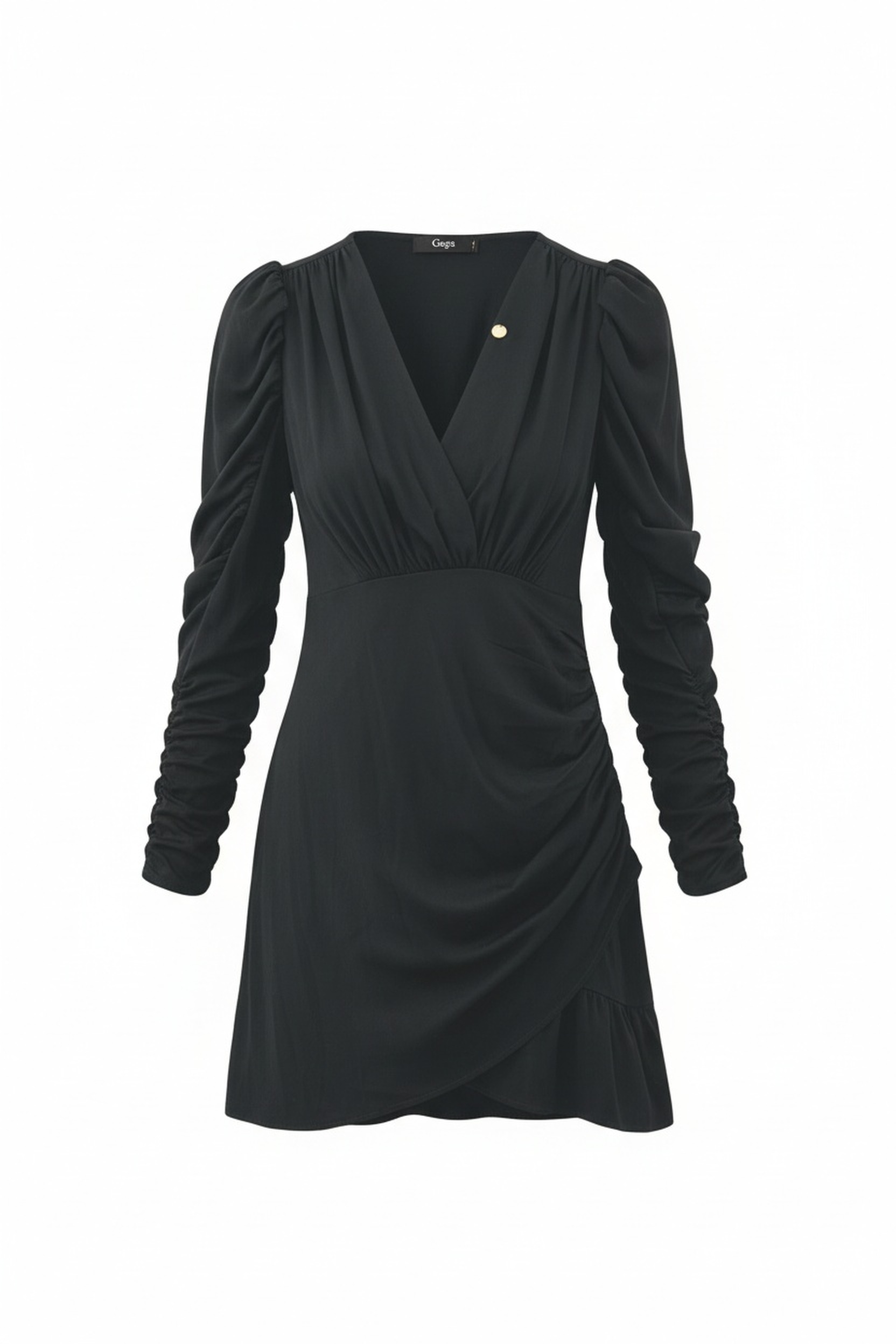 Black Ruched Sleeve Mini Dress zdjęcie 1
