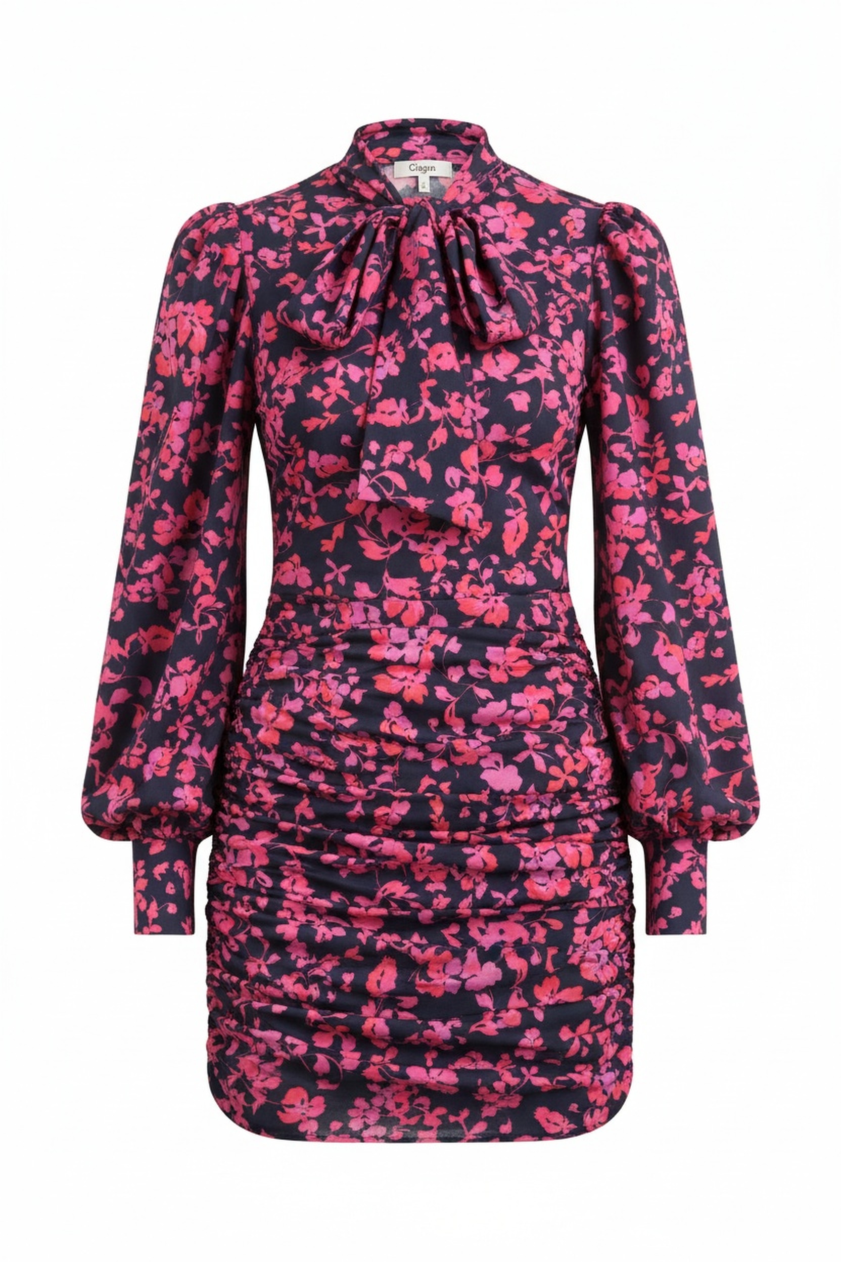 Floral Print Mini Dress with Tie-Neck Detail zdjęcie 1