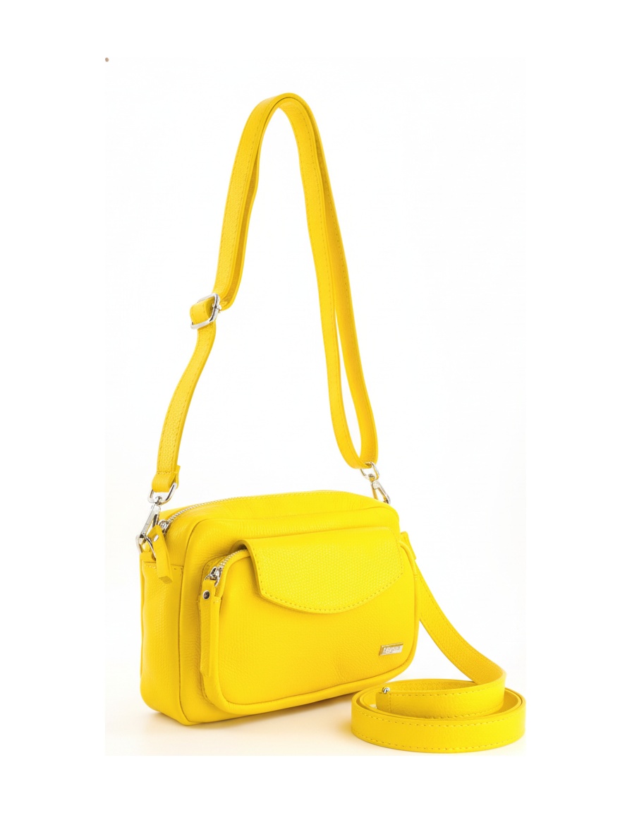 Vibrant Yellow Leather Crossbody Shoulder Bag zdjęcie 1