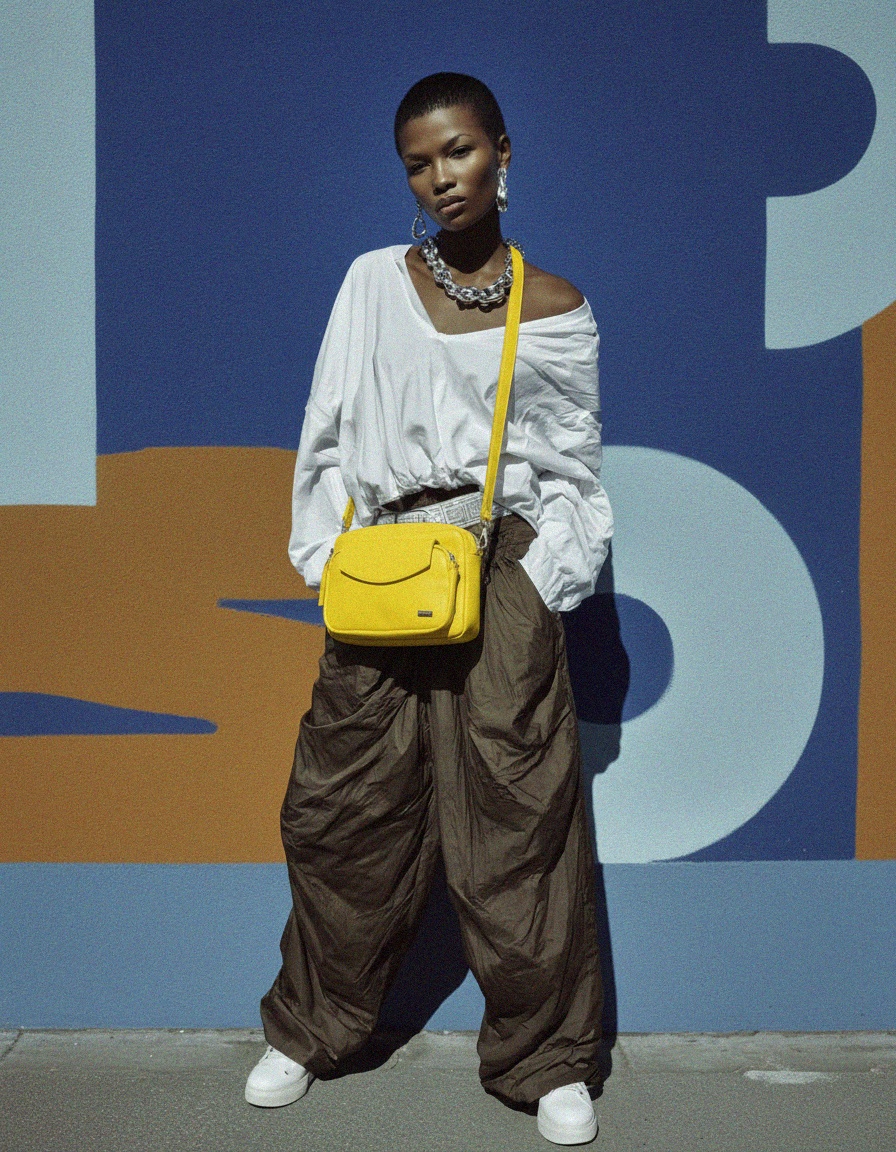 Vibrant Yellow Leather Crossbody Shoulder Bag zdjęcie 2