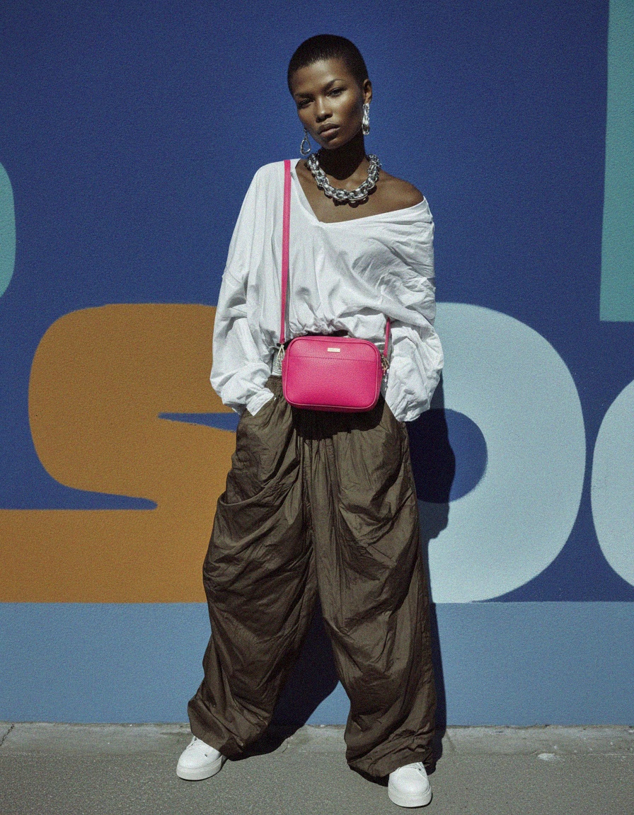 Vibrant Pink Pebbled Crossbody Bag with Gold Hardware zdjęcie 3