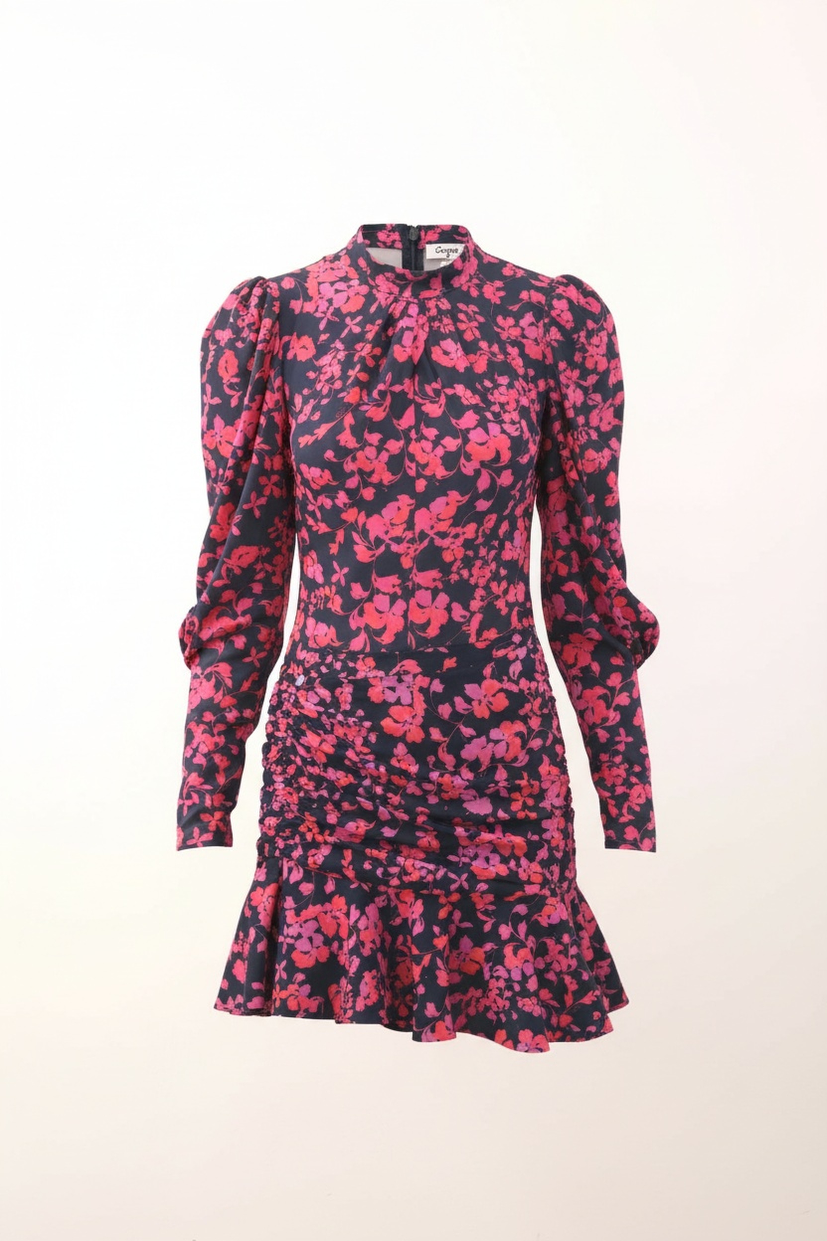 Floral Ruched Mini Dress with Puffed Sleeves zdjęcie 1