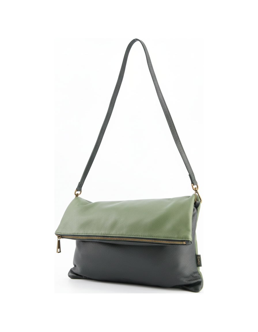 Two-tone Green Foldover Shoulder Bag zdjęcie 1