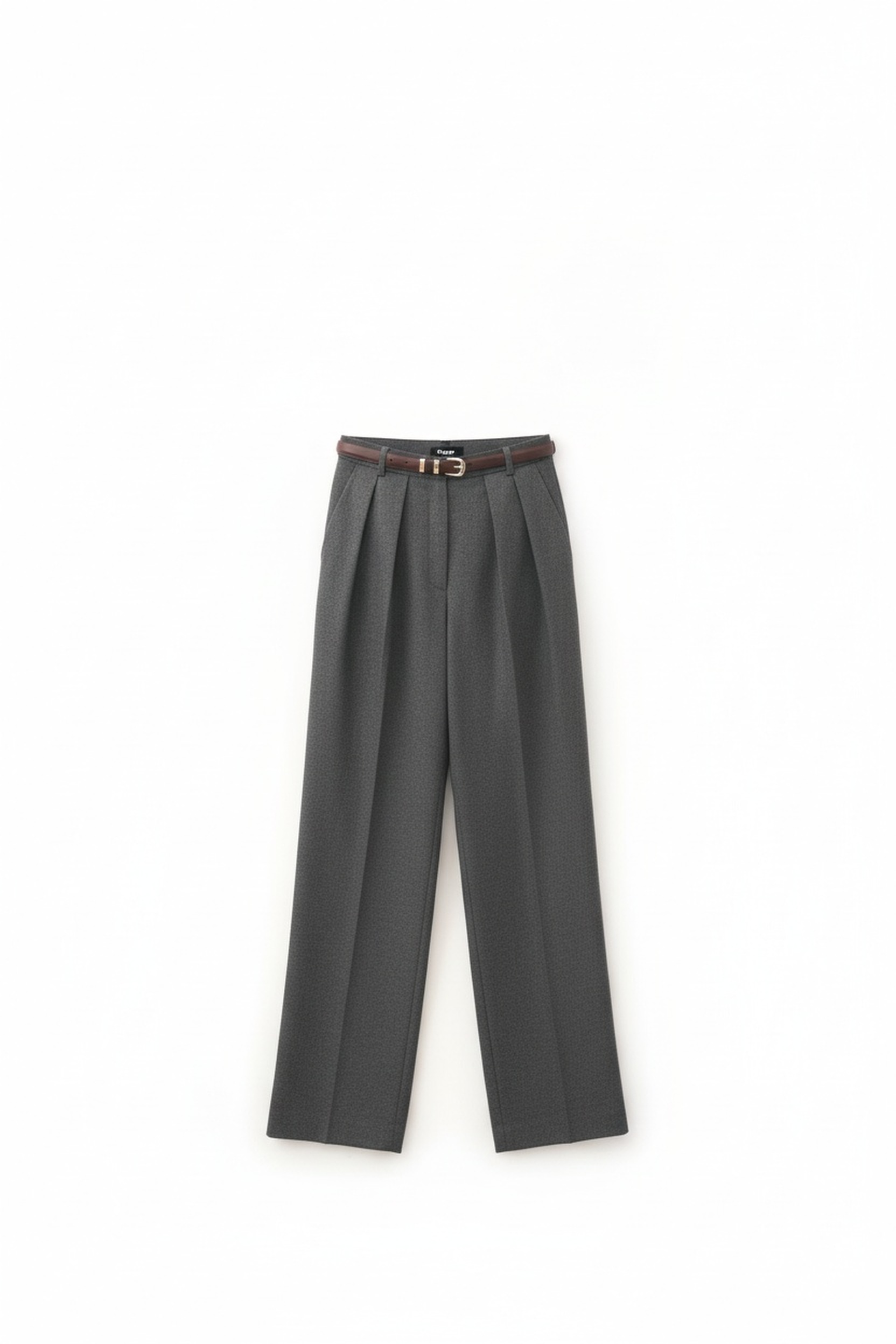 Grey Pleated Wide-Leg Trousers zdjęcie 1
