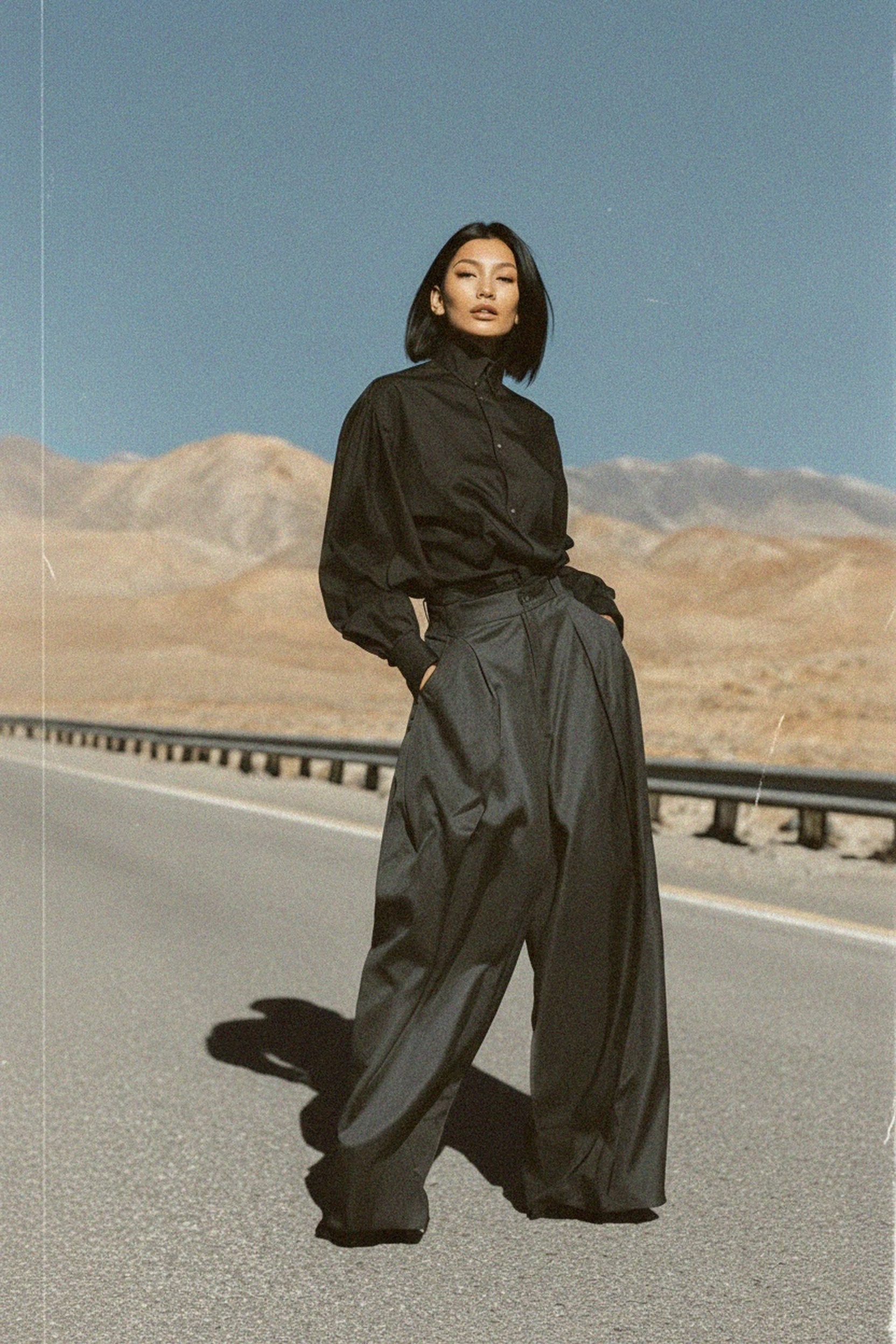 Grey Pleated Wide-Leg Trousers zdjęcie 2