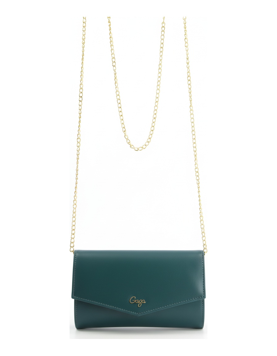 Chic Green Clutch Bag with Gold Chain Strap zdjęcie 1
