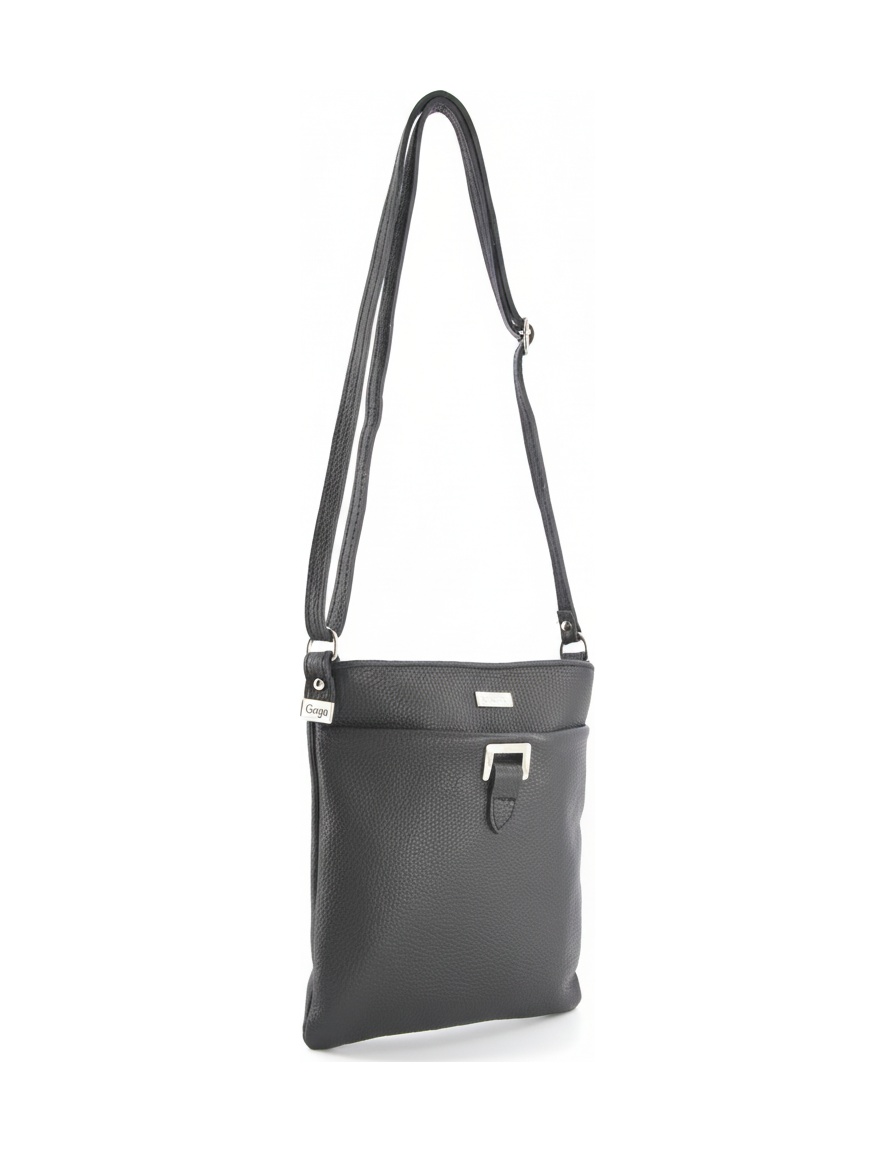 Teksturowana czarna torebka typu crossbody z regulowanym paskiem zdjęcie 1