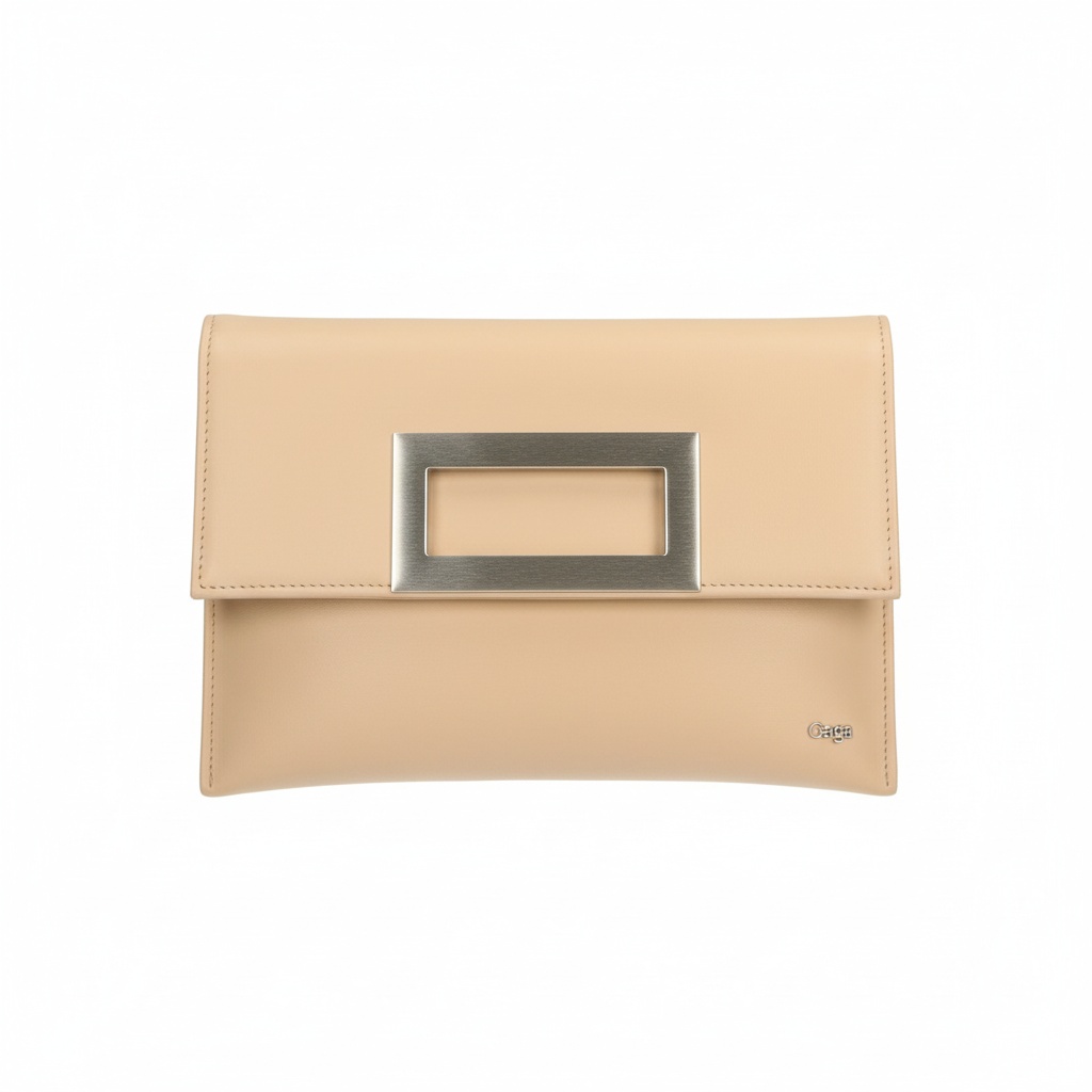 Venezia Beige Flap Clutch Bag with Metal Clasp zdjęcie 1
