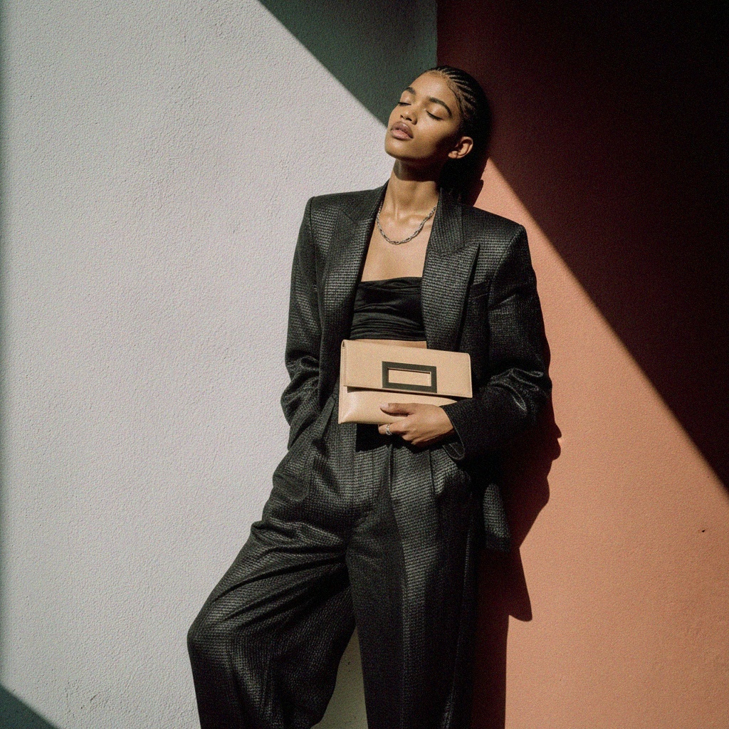 Venezia Beige Flap Clutch Bag with Metal Clasp zdjęcie 2