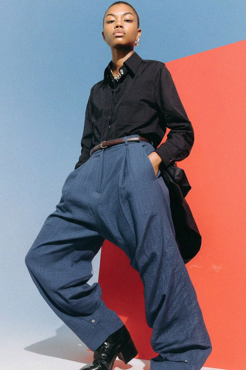 High-Waisted Pleated Wide-Leg Long Trousers zdjęcie 4