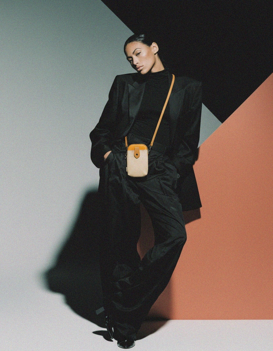 Chic Two-Tone Leather Mini Crossbody Bag zdjęcie 2