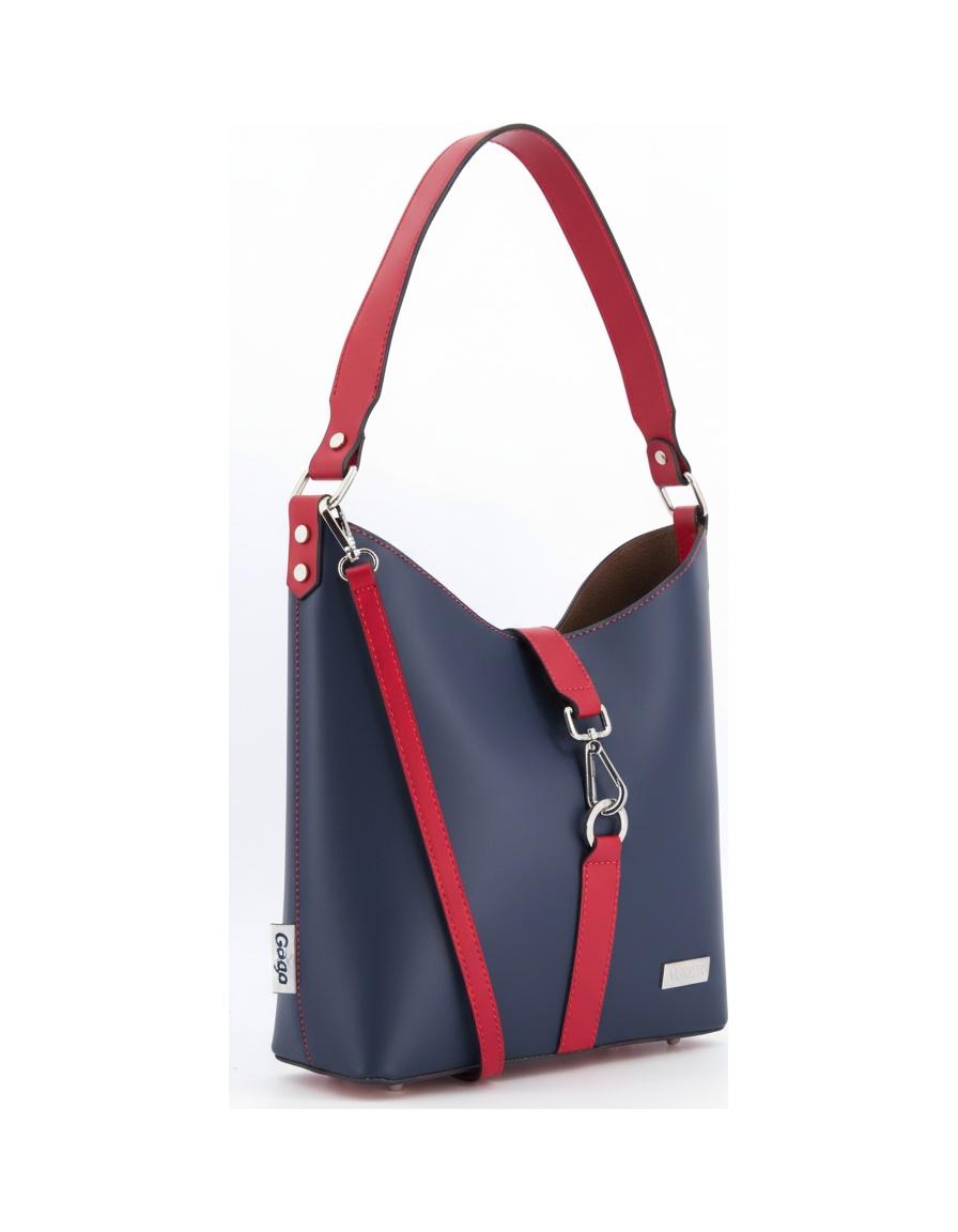 Navy Blue and Red Contrast Shoulder Bag zdjęcie 1
