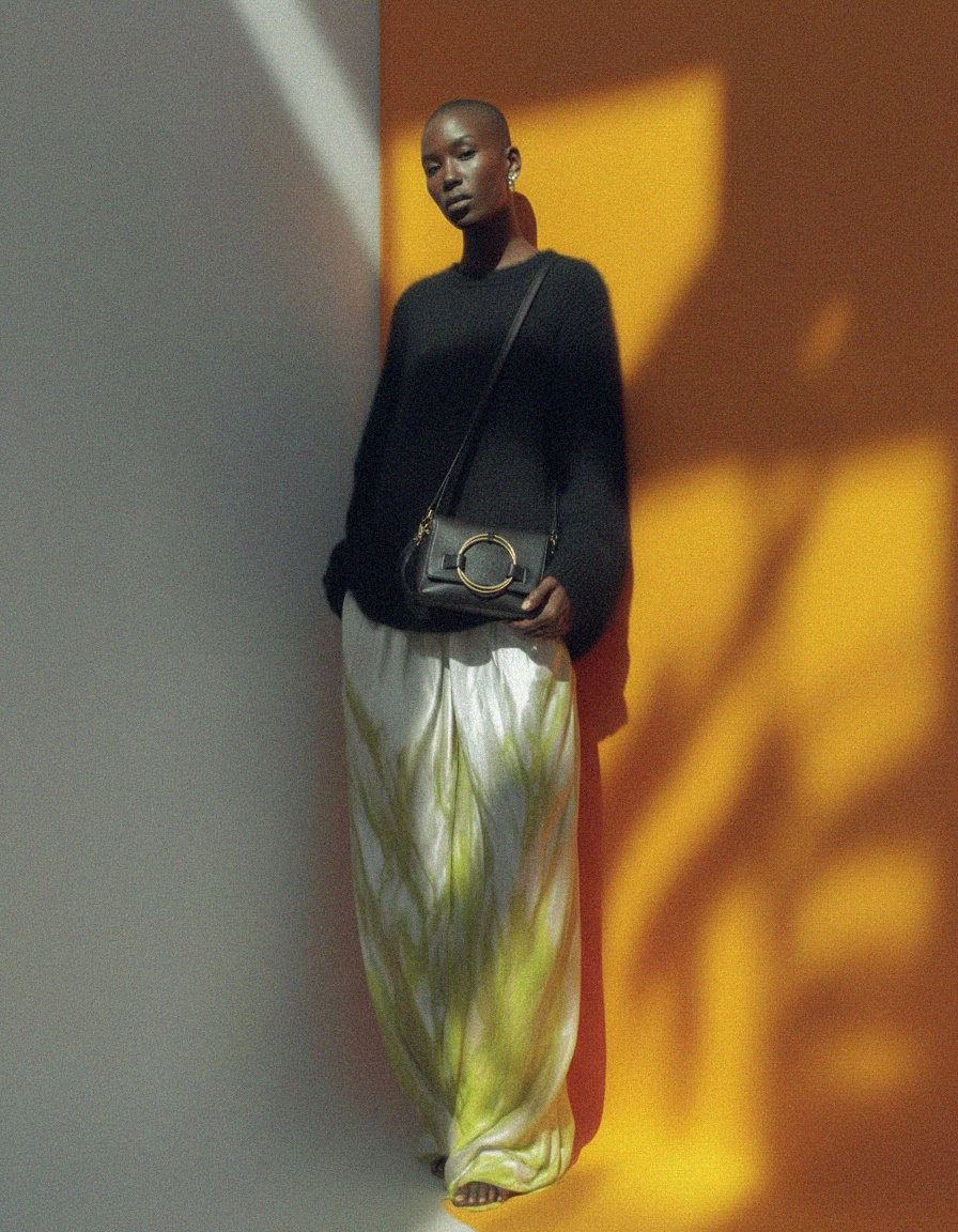 Black Crossbody Bag with Gold Ring Detail zdjęcie 2