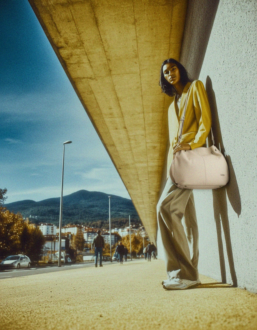 Elegant Beige Leather Shoulder Bag with Detachable Strap zdjęcie 2