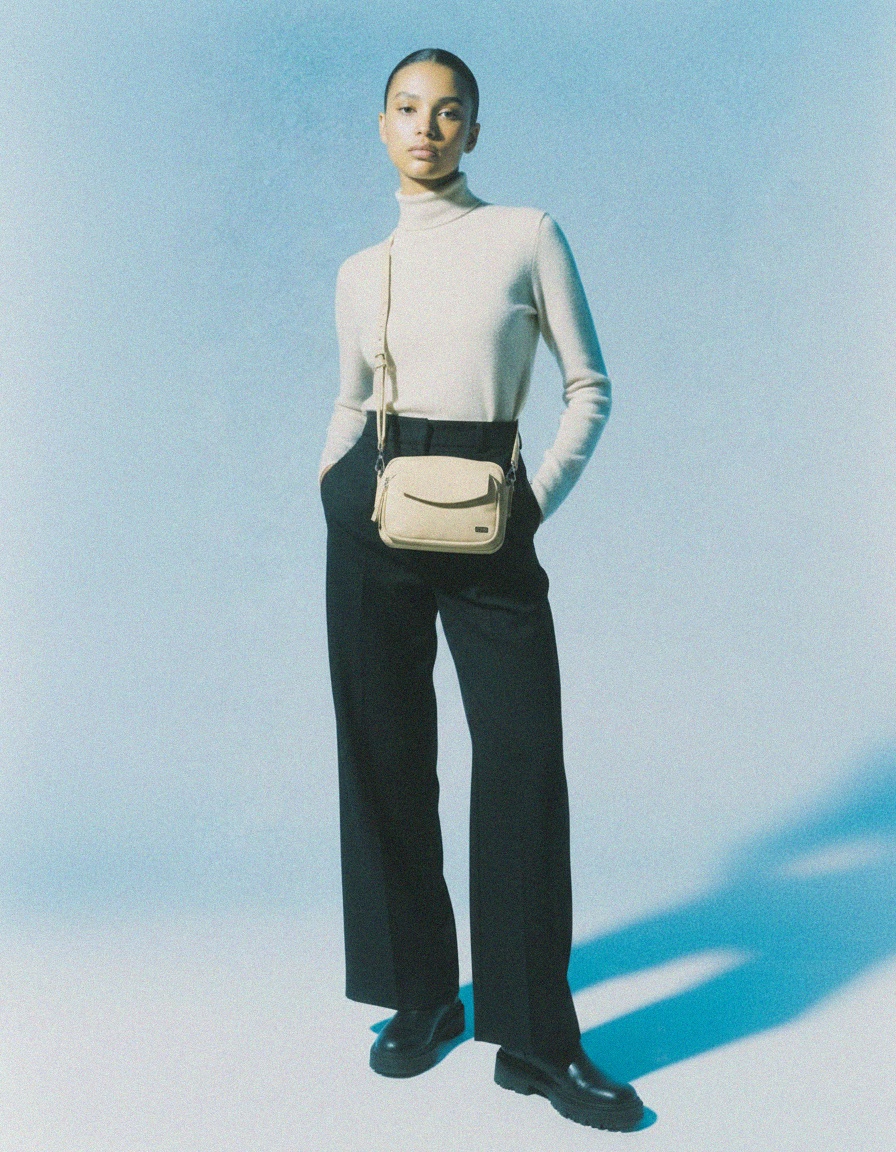 Chic Beige Crossbody Bag with Multiple Pockets zdjęcie 2