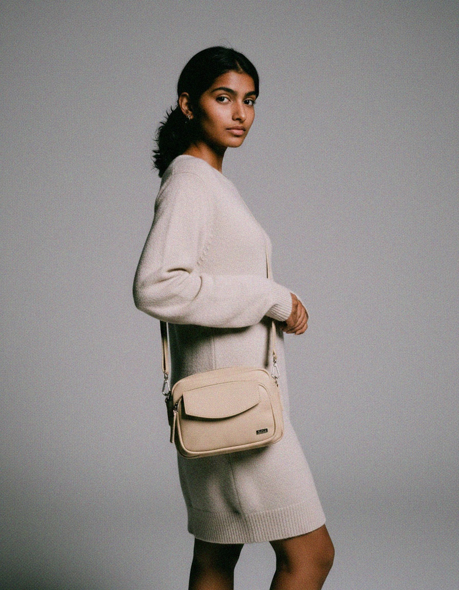 Chic Beige Crossbody Bag with Multiple Pockets zdjęcie 3