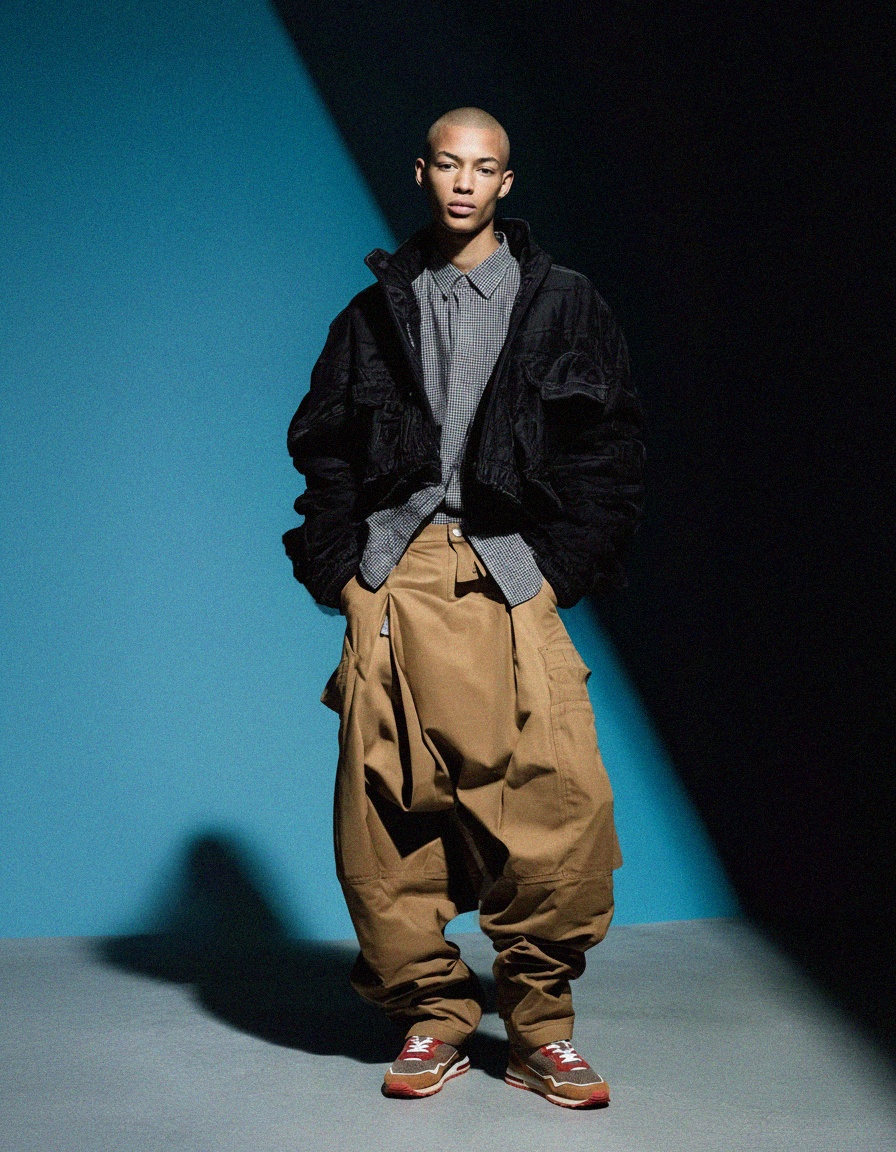 Brown Suede & Woven Panel Casual Sneakers zdjęcie 3