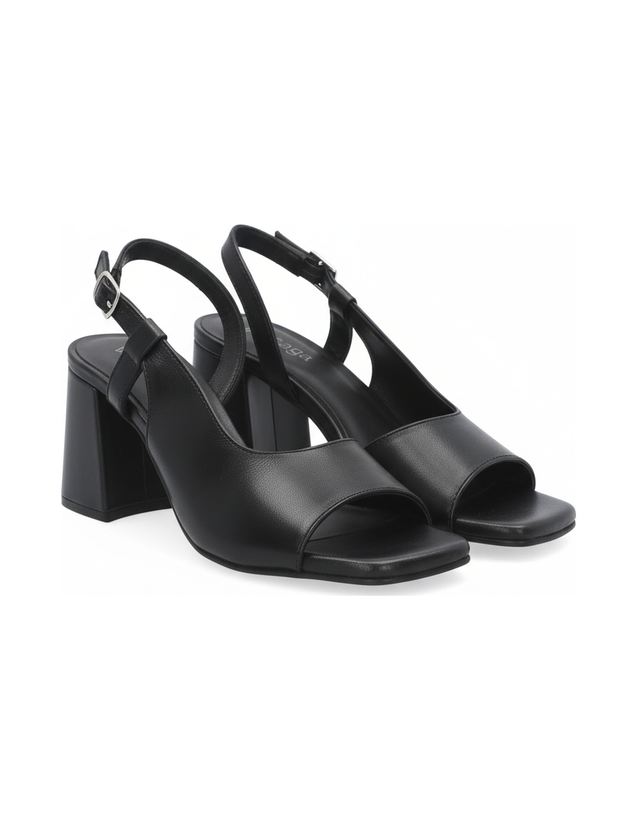 Black Leather Slingback Block Heel Sandal zdjęcie 1
