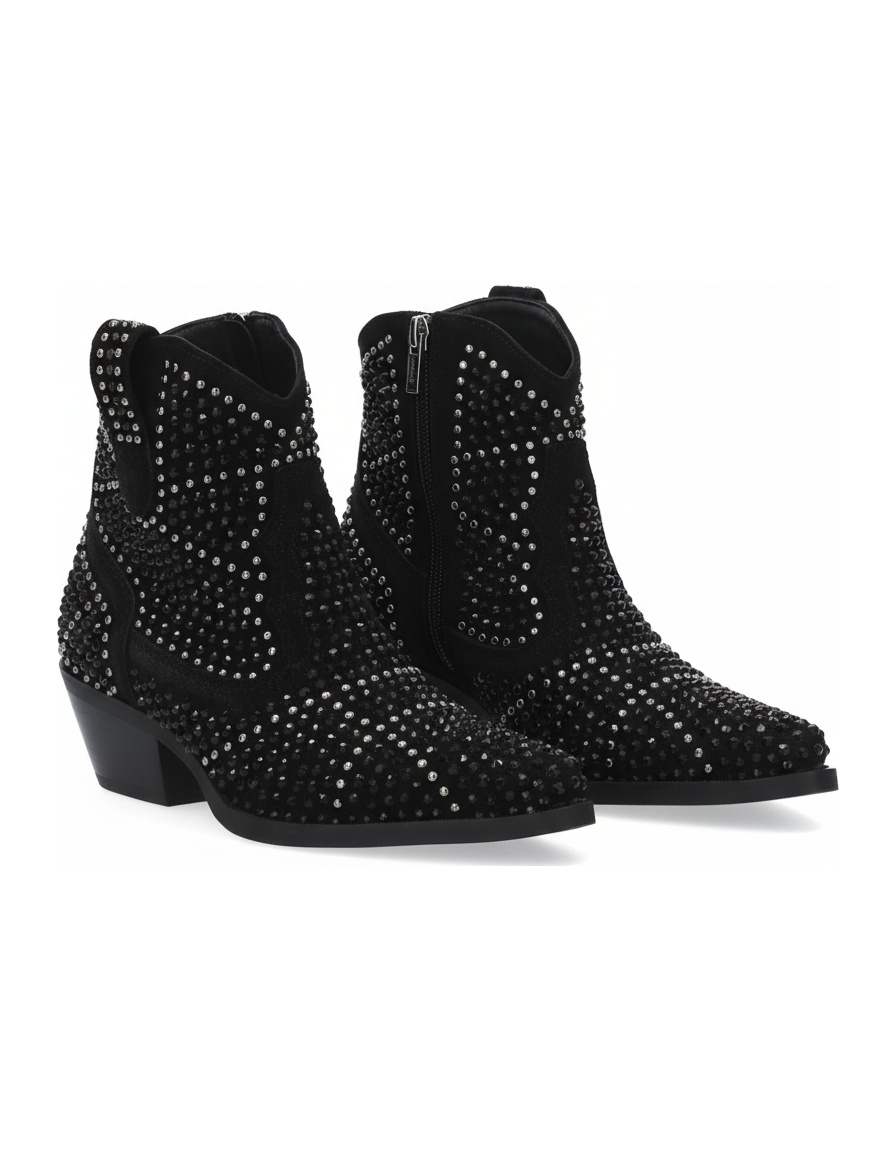 Black Studded Western Ankle Boots zdjęcie 1