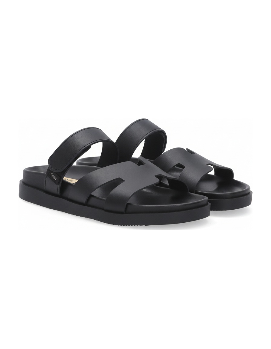 Black Flat Sandals with Adjustable Strap zdjęcie 1