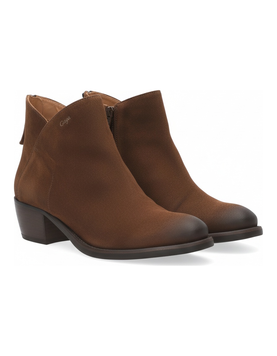 Classic Brown Suede Ankle Boot with Back Zipper zdjęcie 1