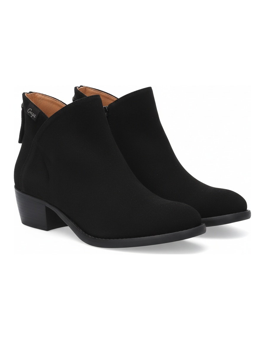 Black Suede Ankle Boots with Back Zipper zdjęcie 1