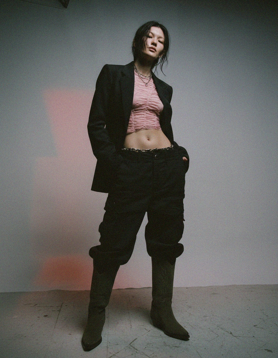 Olive Suede Western Boots with Pointed Toe zdjęcie 3