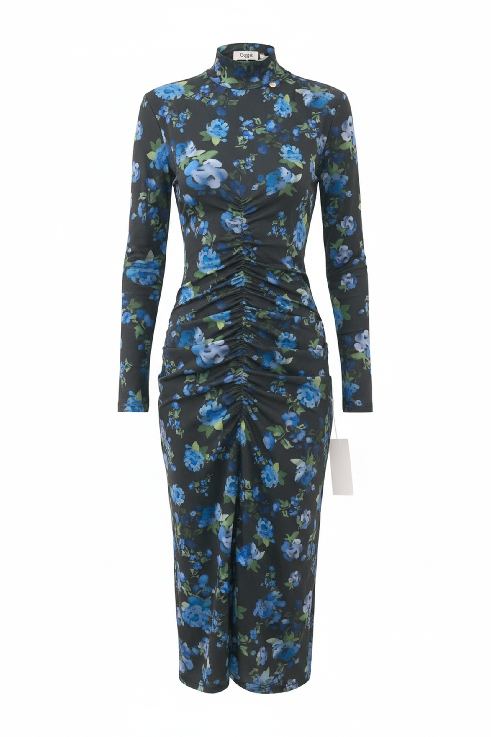 Floral Ruched Long Sleeve Midi Dress zdjęcie 1