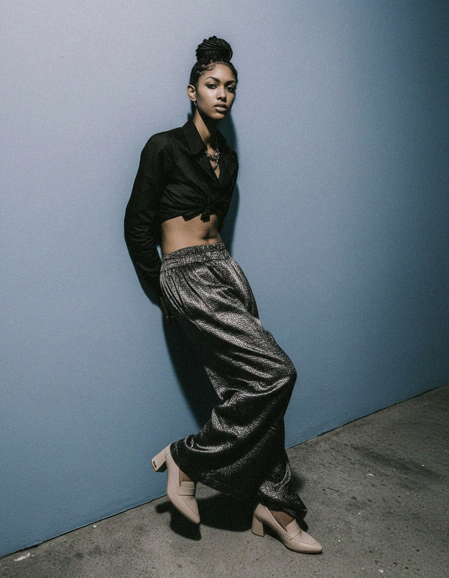 Chic Beige Block Heel Loafers zdjęcie 3