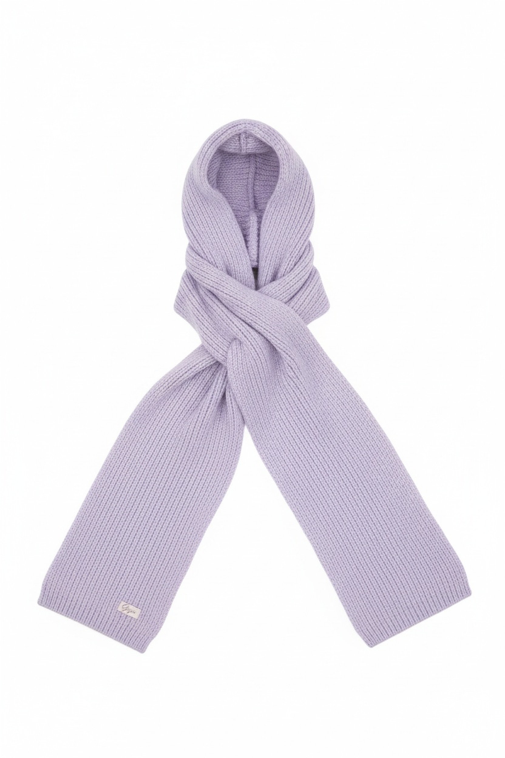 Soft Ribbed Knit Hooded Scarf - Lavender zdjęcie 1