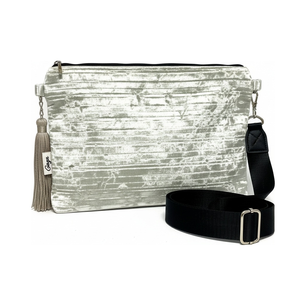 Grey Crushed Velvet Clutch Bag with Detachable Strap zdjęcie 1