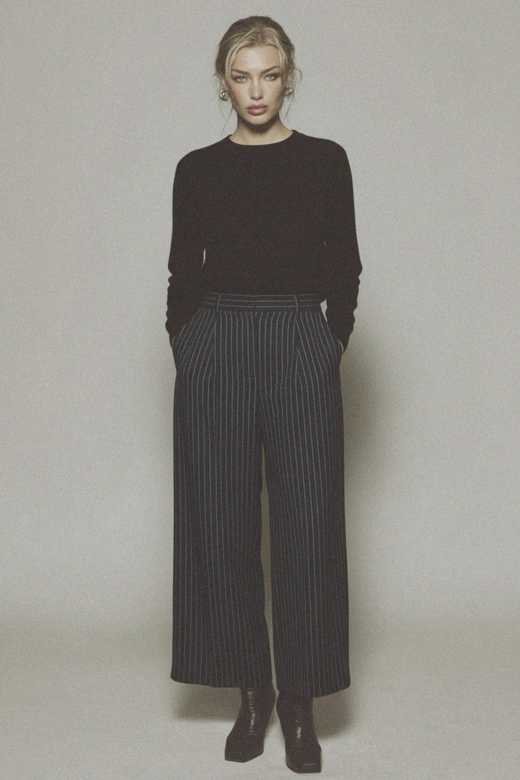 Pinstriped Pleated Regular Pants zdjęcie 2