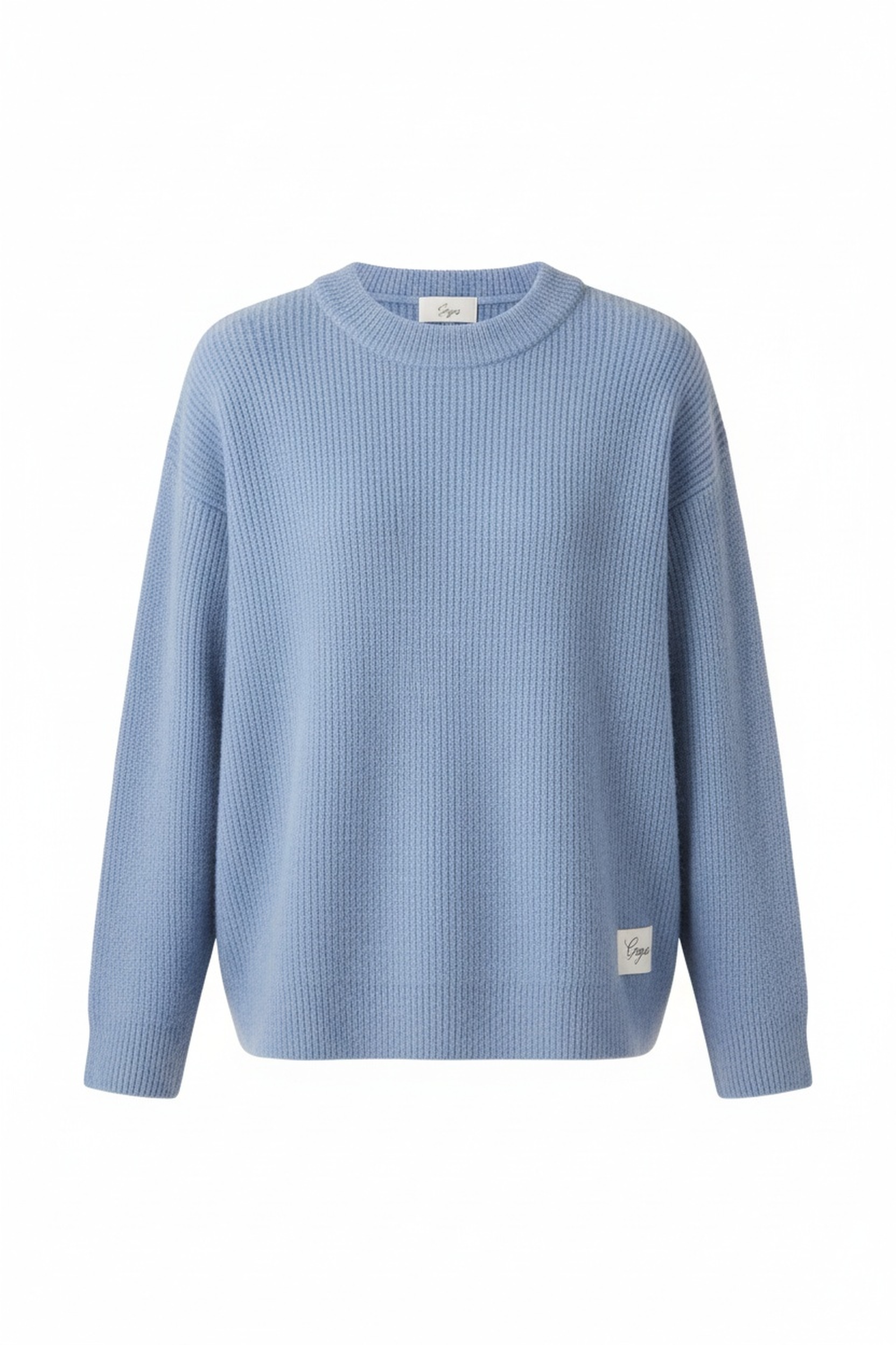Light Blue Ribbed Knit Sweater zdjęcie 1