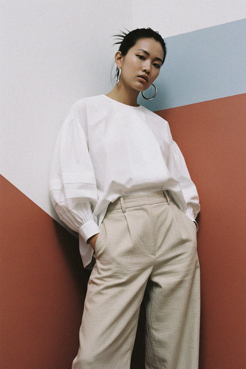 Relaxed Fit Voluminous Sleeve Blouse zdjęcie 3