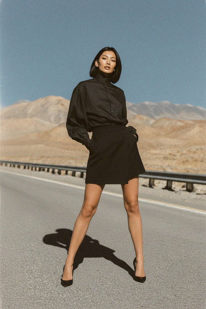 Chic Black Wrap Design Mini Skirt zdjęcie 4