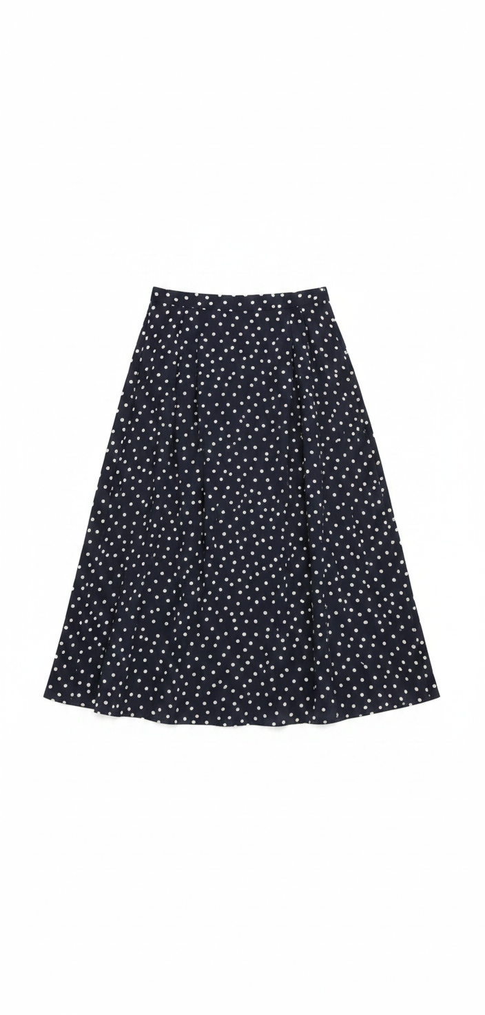 Elegancka spódnica midi w groszki z paskiem zdjęcie 1