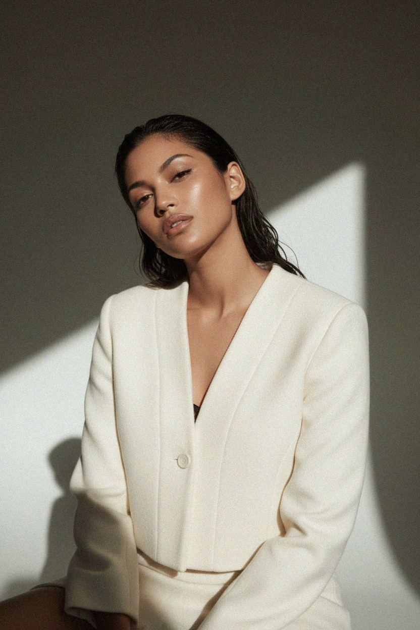 Chic Cropped Jacket with Button Detail zdjęcie 2