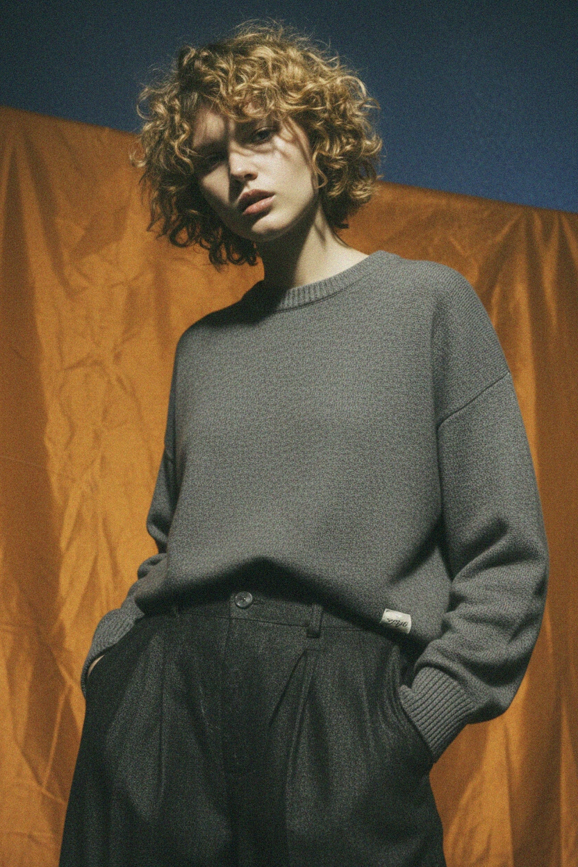 Miękki szary sweter oversize zdjęcie 2