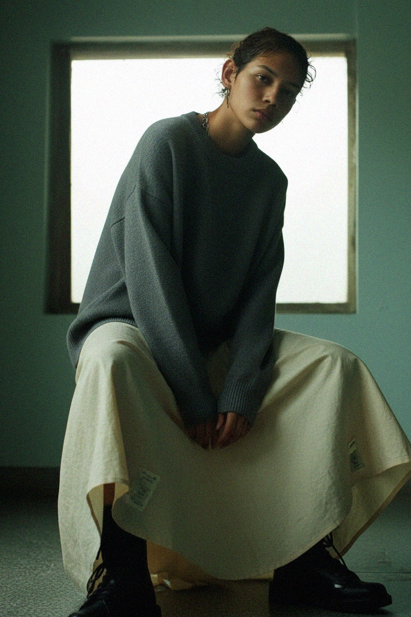 Miękki szary sweter oversize zdjęcie 4