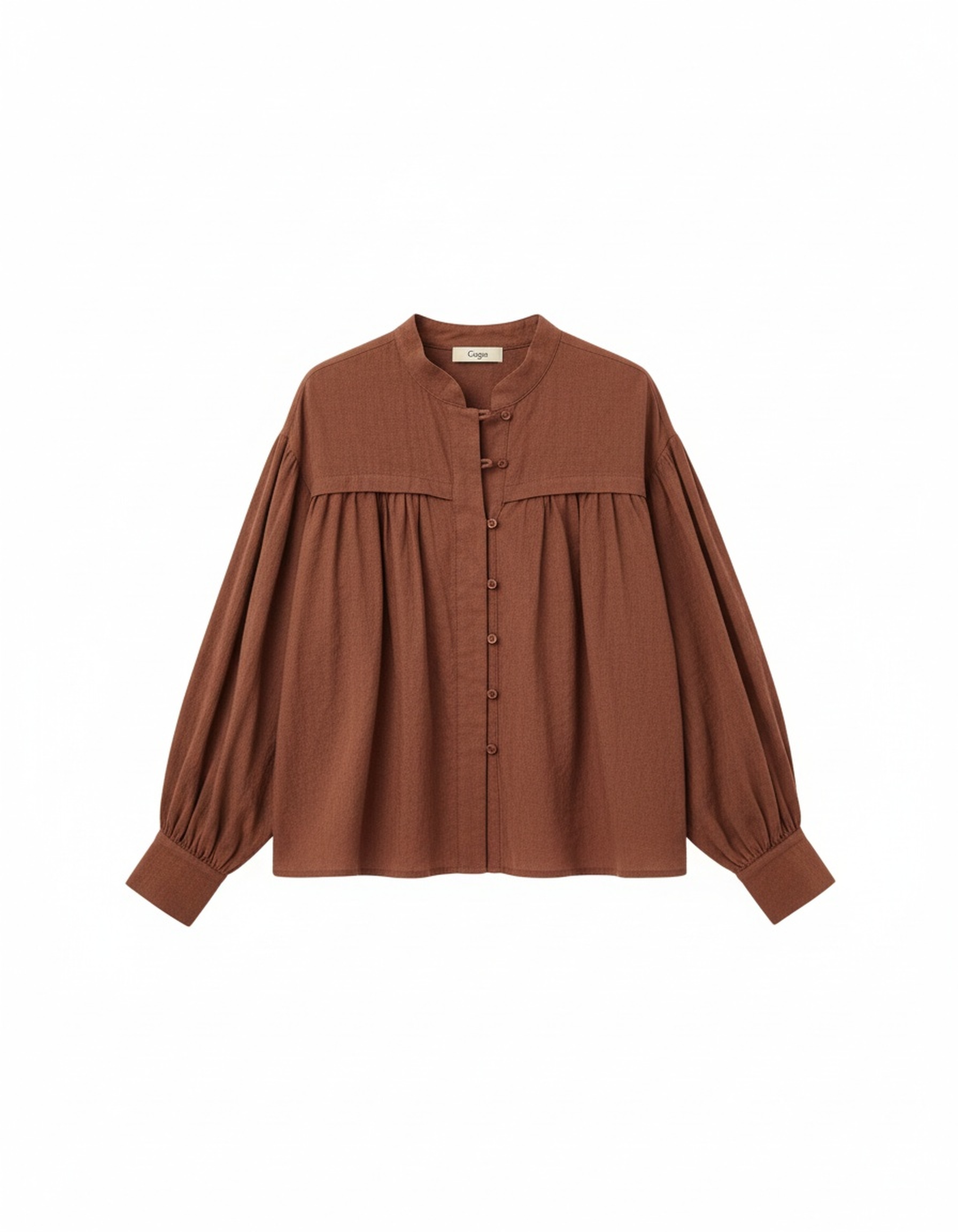 Brown Relaxed Fit Gathered Blouse zdjęcie 1
