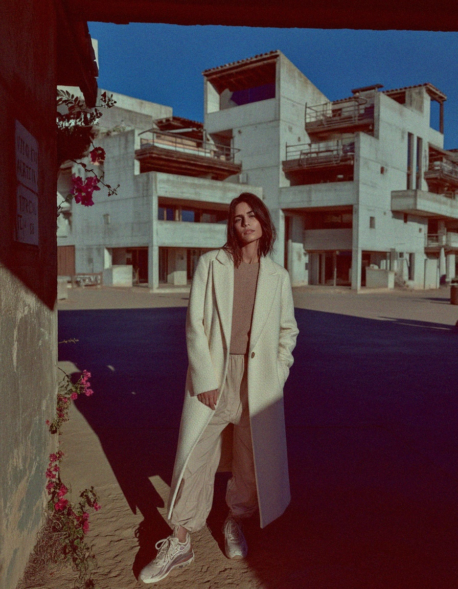 Elegancki, teksturowany długi płaszcz zdjęcie 3