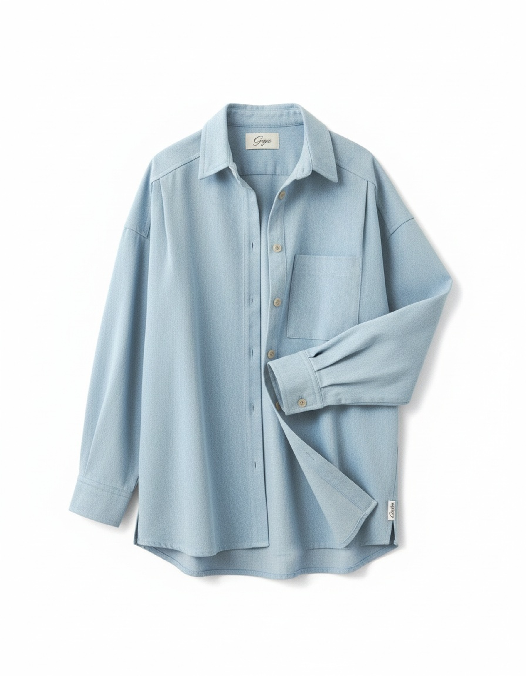 Oversized Light Blue Button-Up Shirt zdjęcie 1