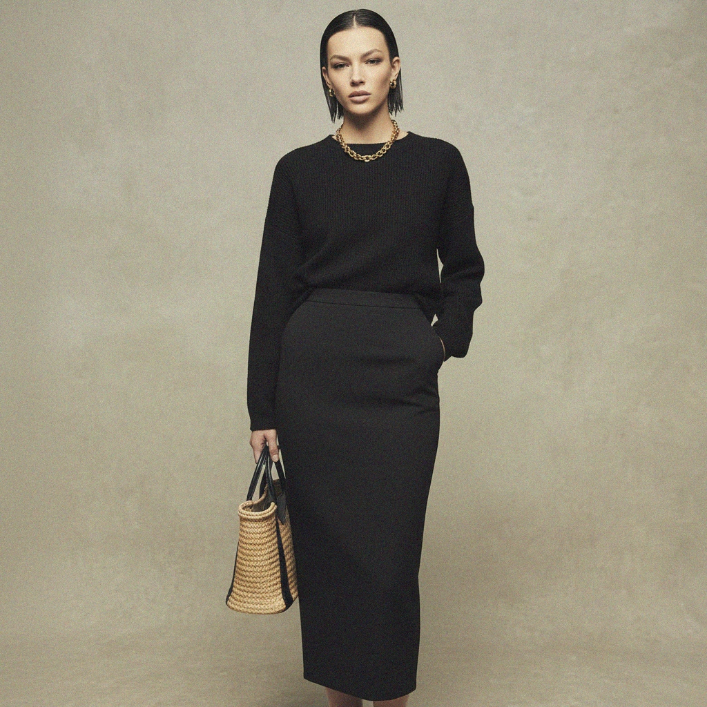 Elegancka, czarna, dopasowana spódnica maxi zdjęcie 2