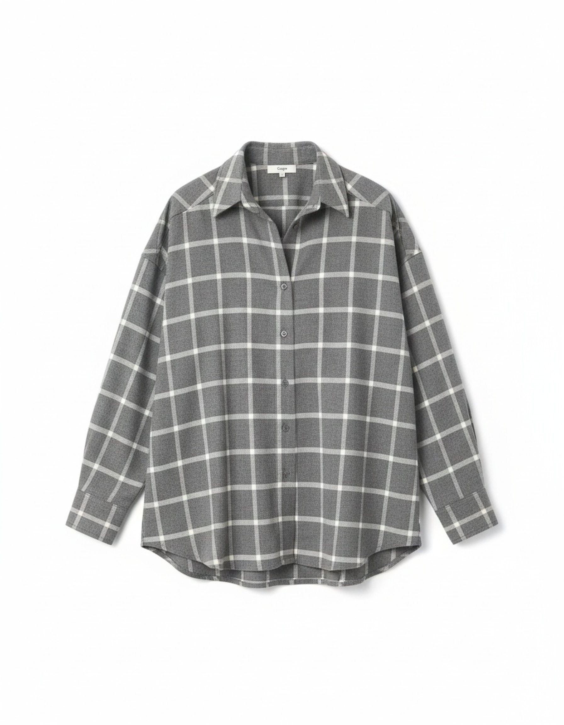 Oversized Grey Plaid Button-Up Shirt zdjęcie 1