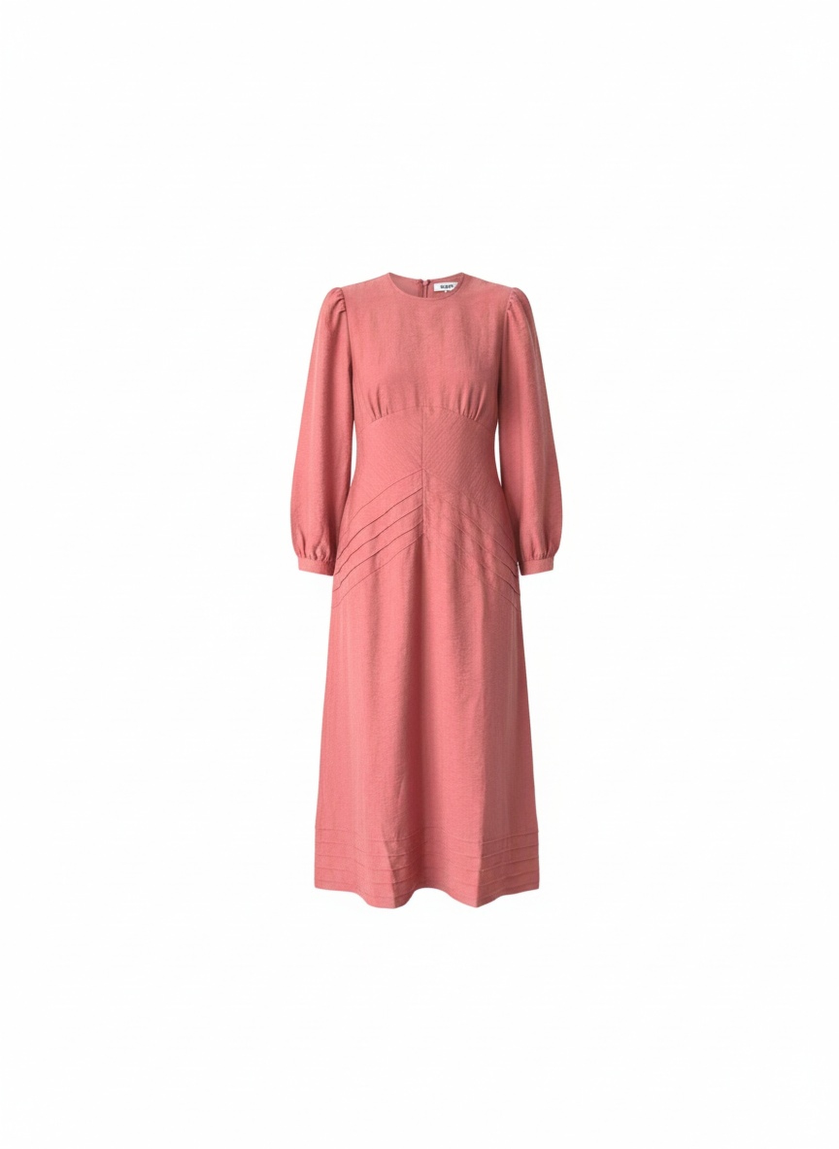 Dusty Rose Midi Dress with Long Sleeves zdjęcie 1