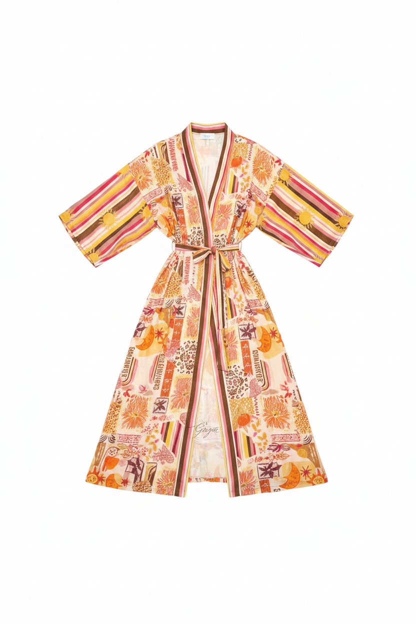 Żywe, wzorzyste, długie kimono narzutka zdjęcie 1