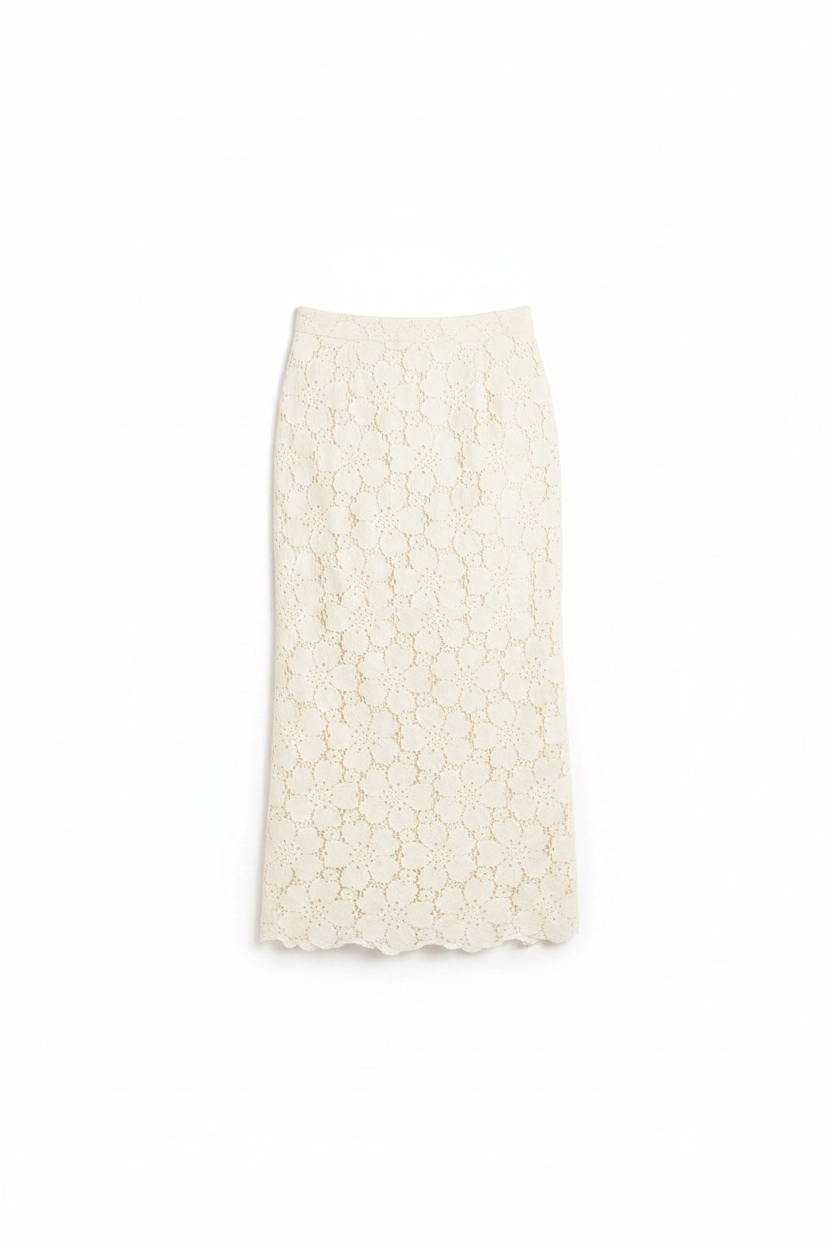 Delicate Eyelet Lace Midi Skirt zdjęcie 1