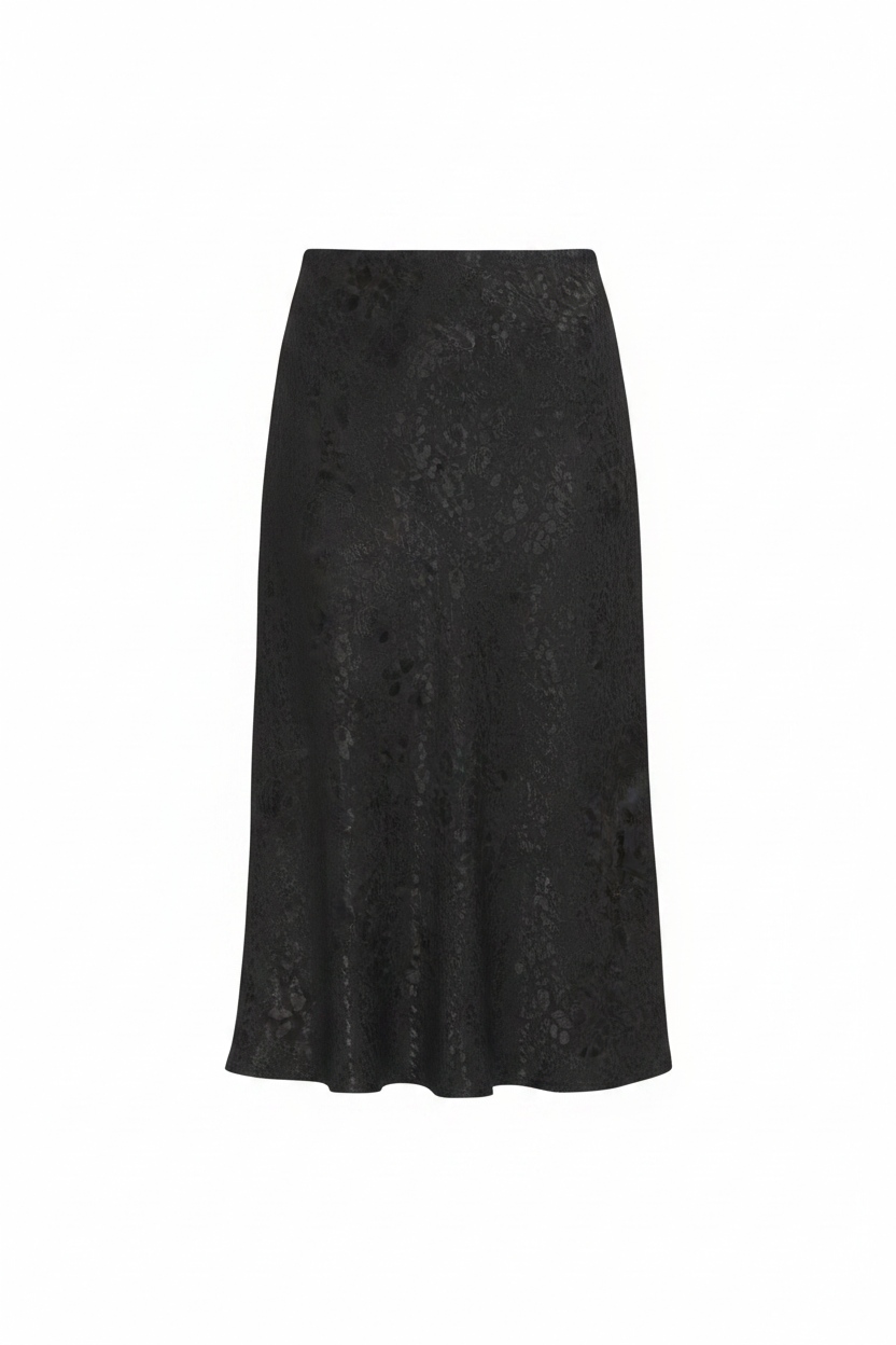 Black Patterned Midi Skirt zdjęcie 1