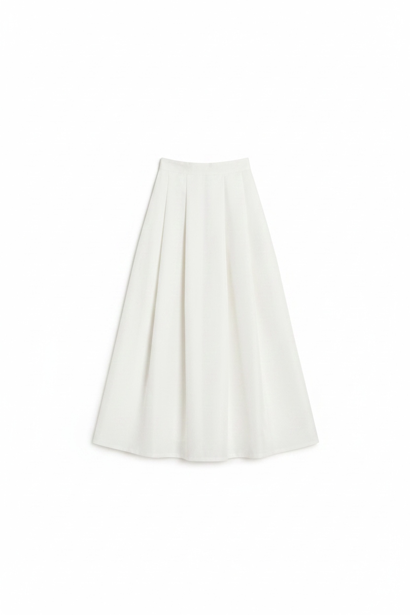 Elegant White Pleated Midi Skirt zdjęcie 1